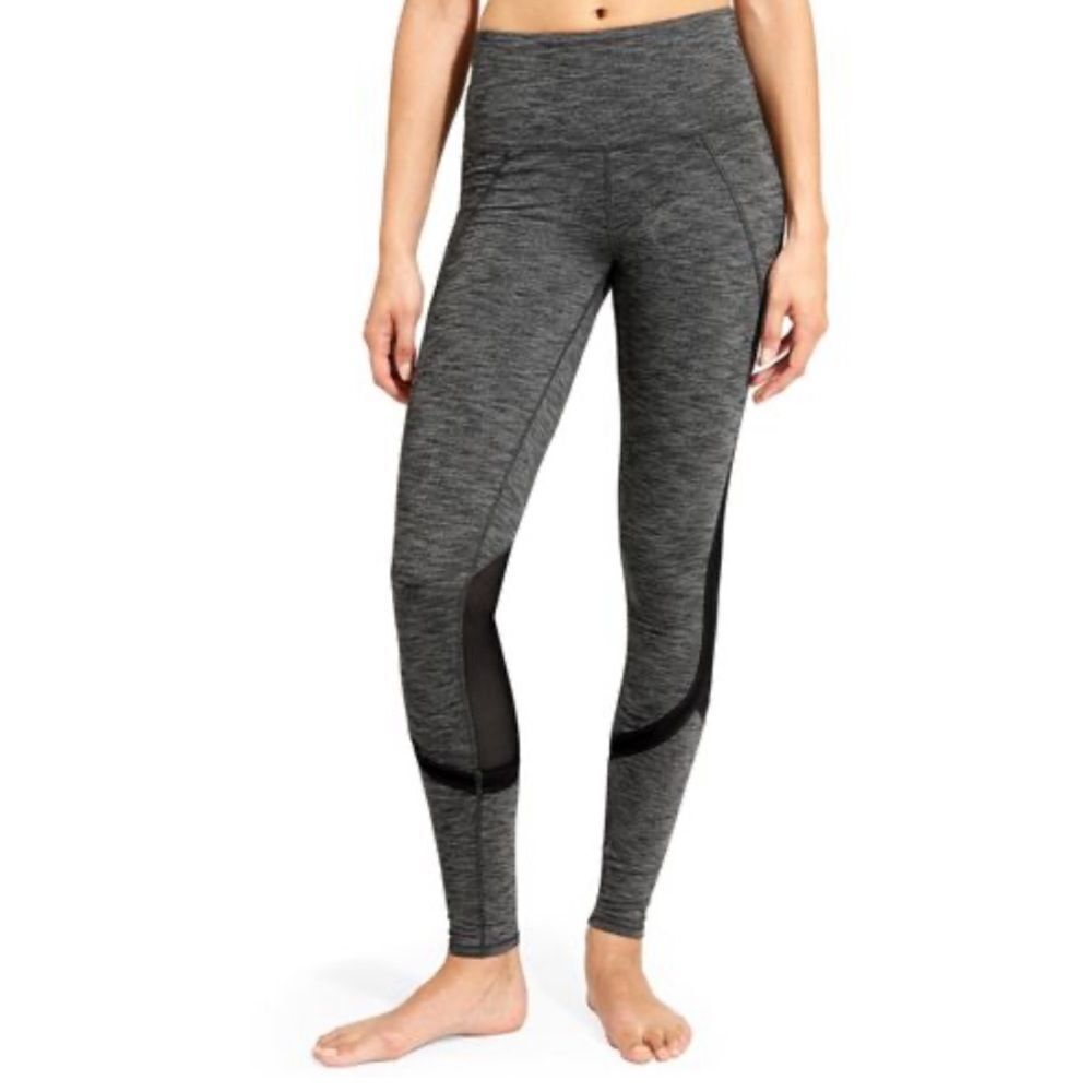 Athleta high rise mesh plie leggings heather gray